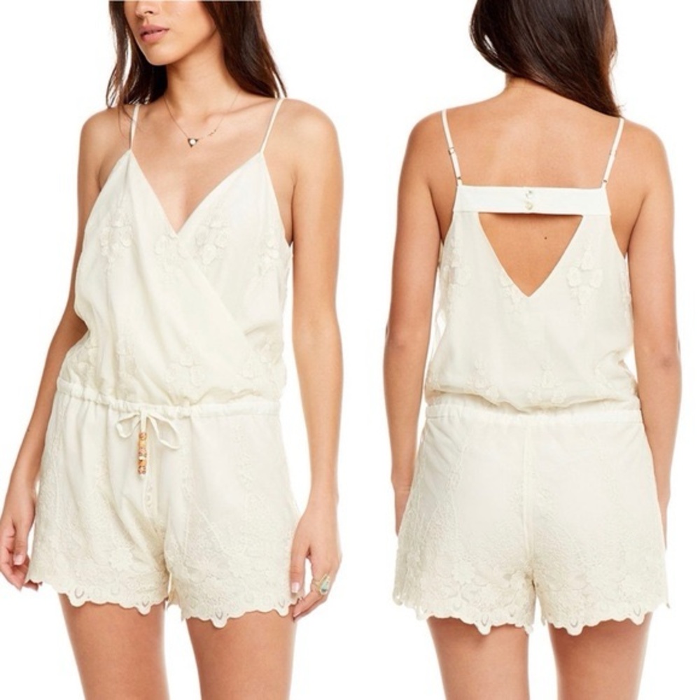 CHASER LACE SURPLICE SHORT ROMPER
